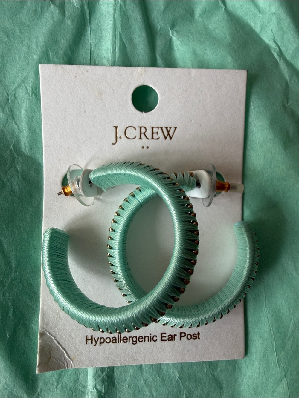J.Crew Mint Wrapped Hoop Earrings